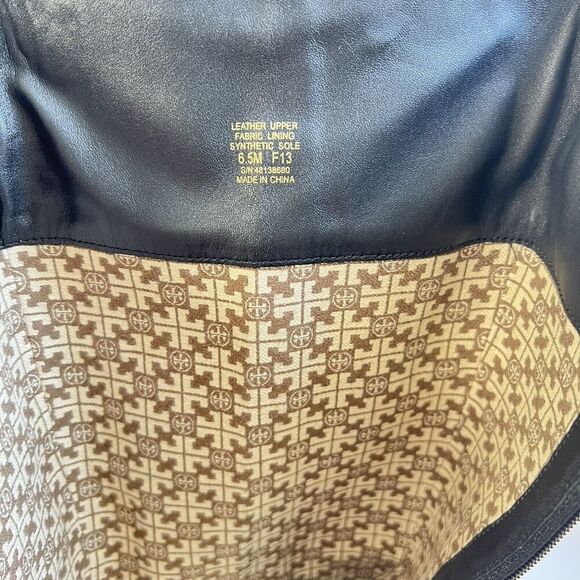 Tory Burch Black Leather Amanda Tall Riding Boots Size 6.5 Big Logo - Picture 12 of 16